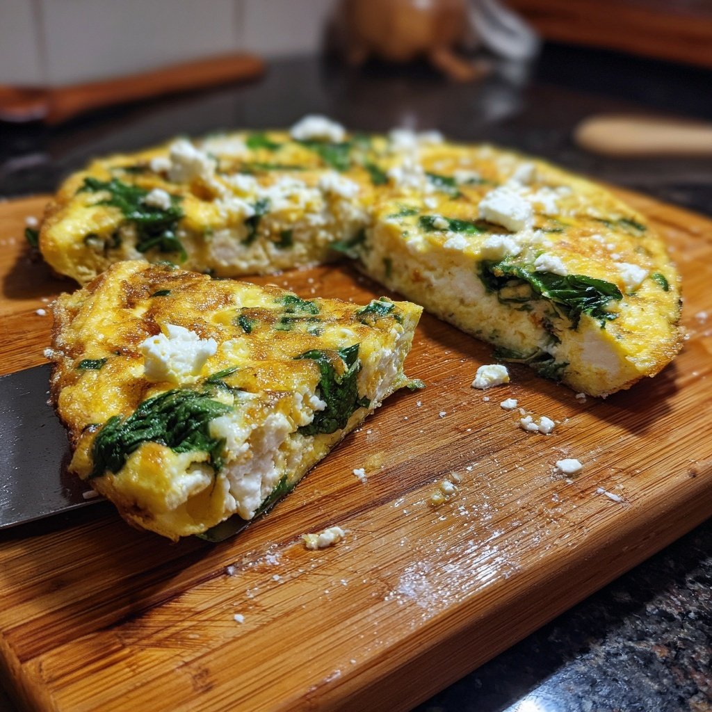 Kalorienarme Spinat Feta Omelette