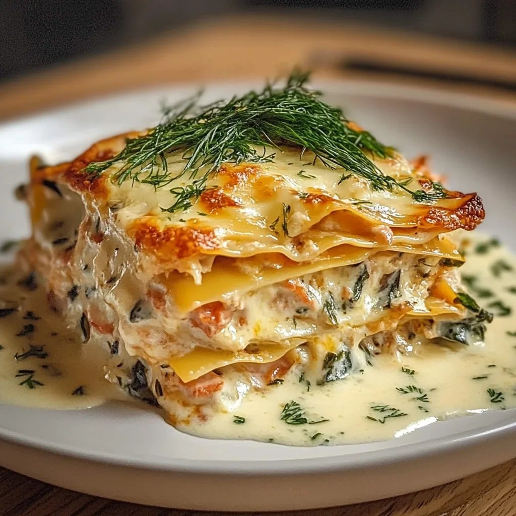 Lachs-Spinat-Lasagne mit Sahnesoße