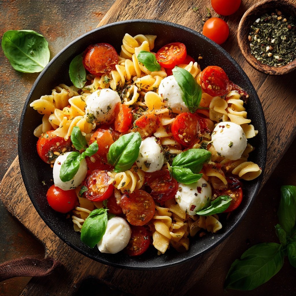 Mediterraner Nudelsalat Mit Mozzarella