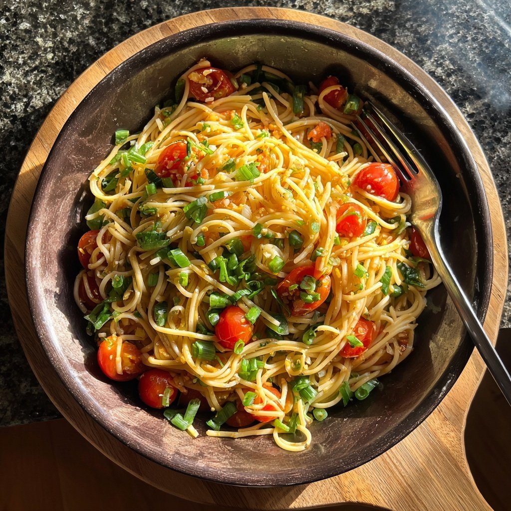 Mediterraner Nudelsalat Mit Frühlingszwiebeln