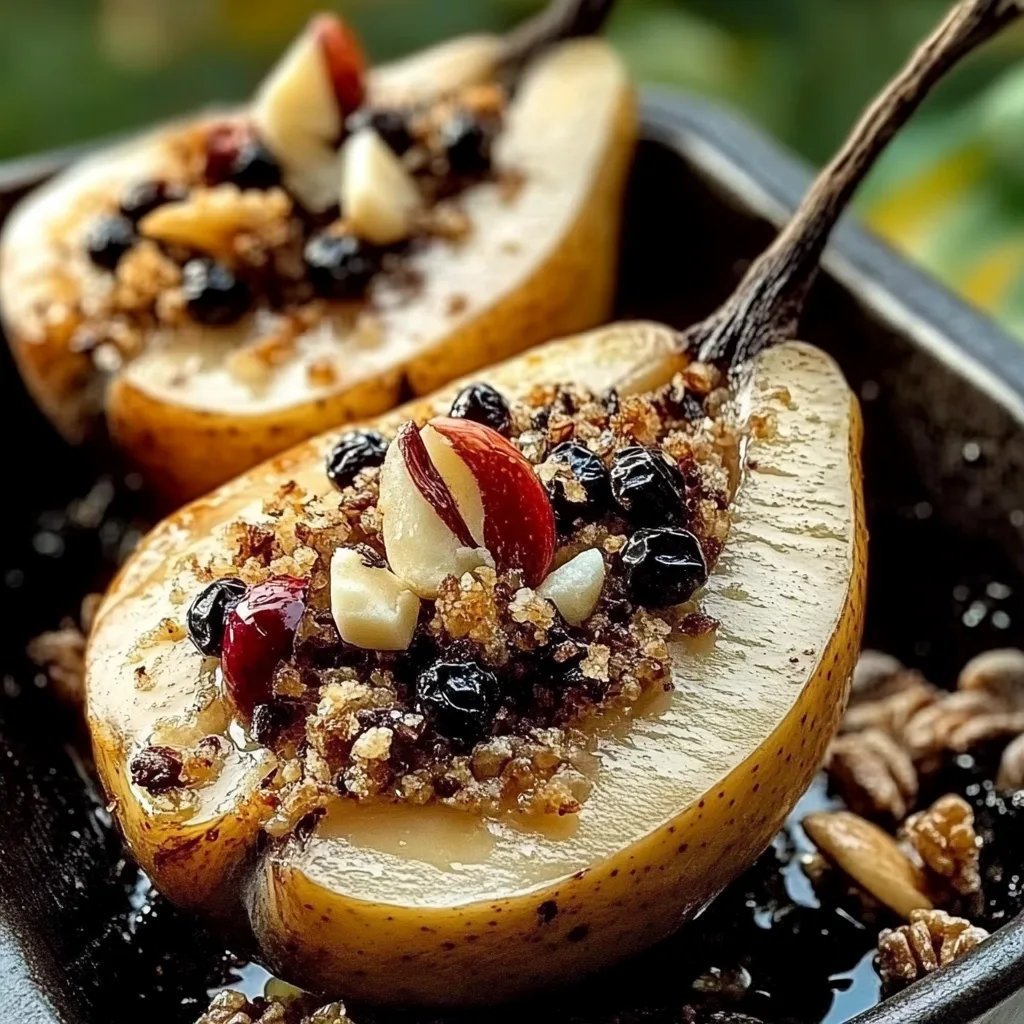 Gebackene Birnen mit Honig und Walnüssen
