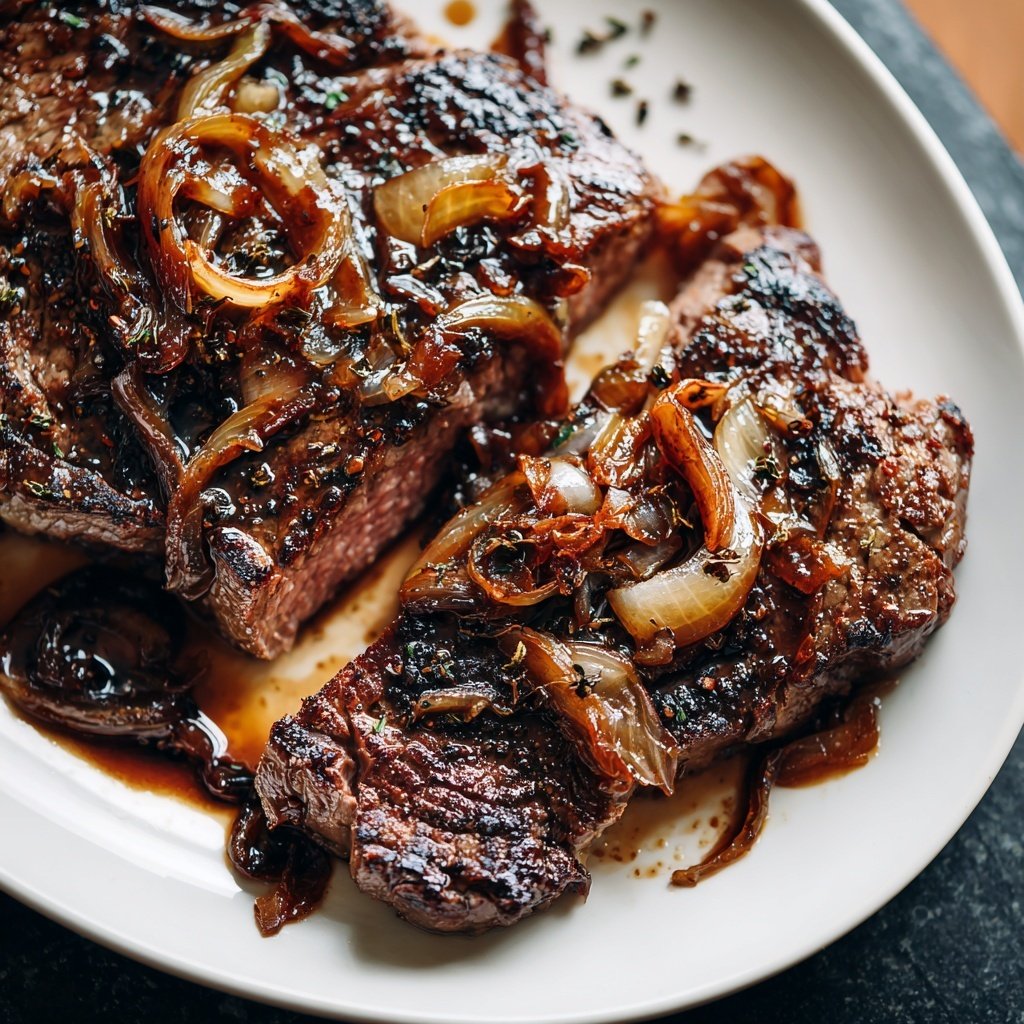 Steak mit Balsamico-Zwiebeln
