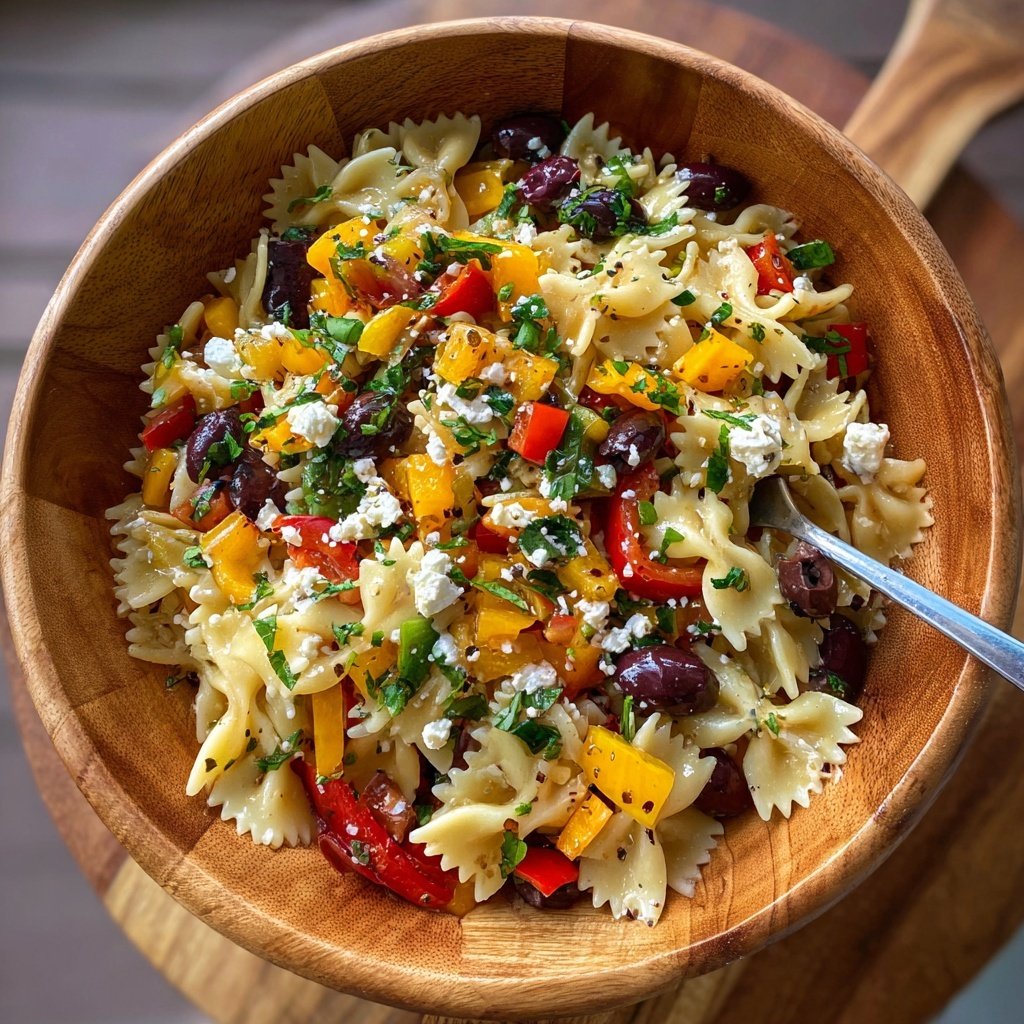 Mediterraner Nudelsalat Mit Zitronen Dressing