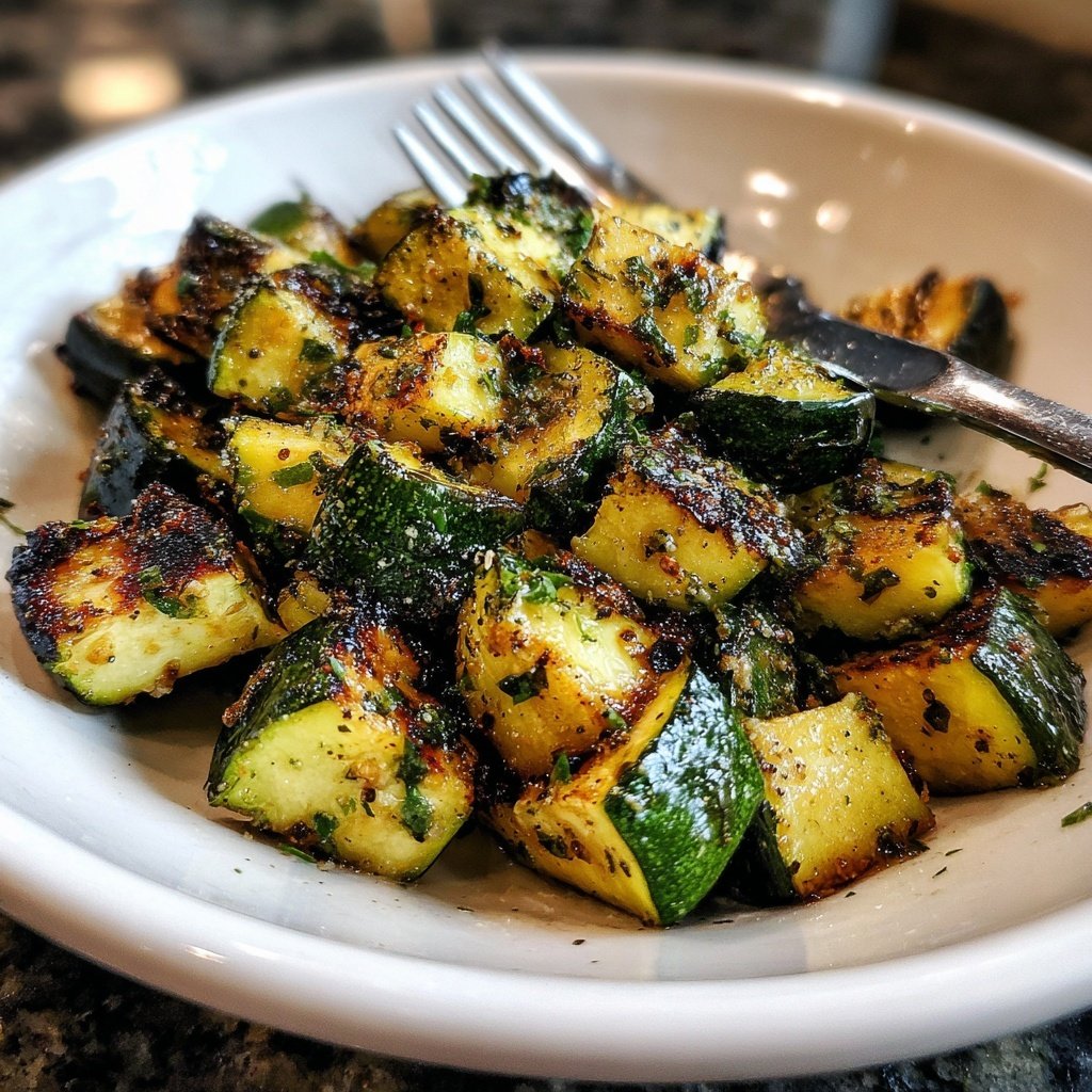Gegrillte Zucchini Würfel