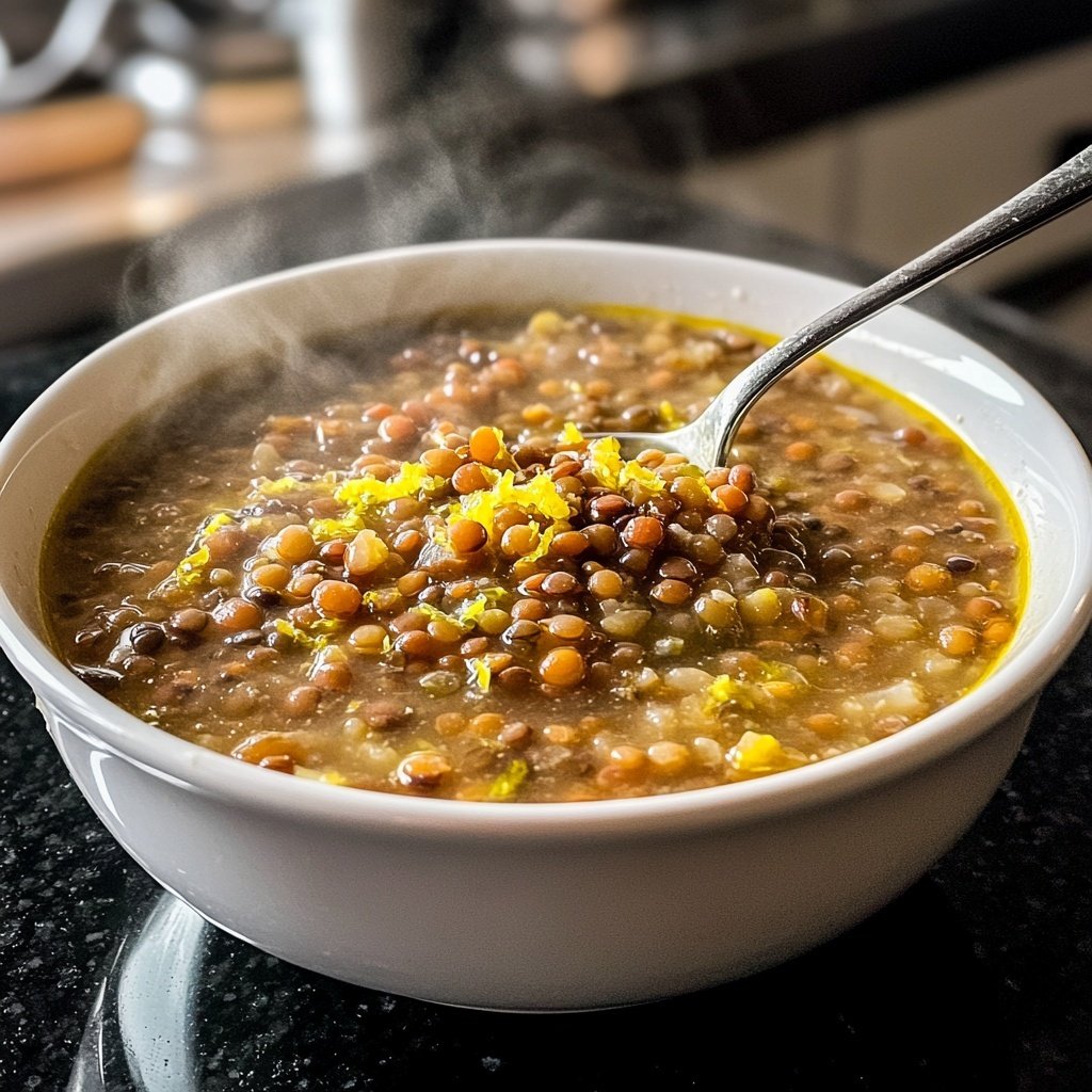 Linsensuppe mit Zitrone