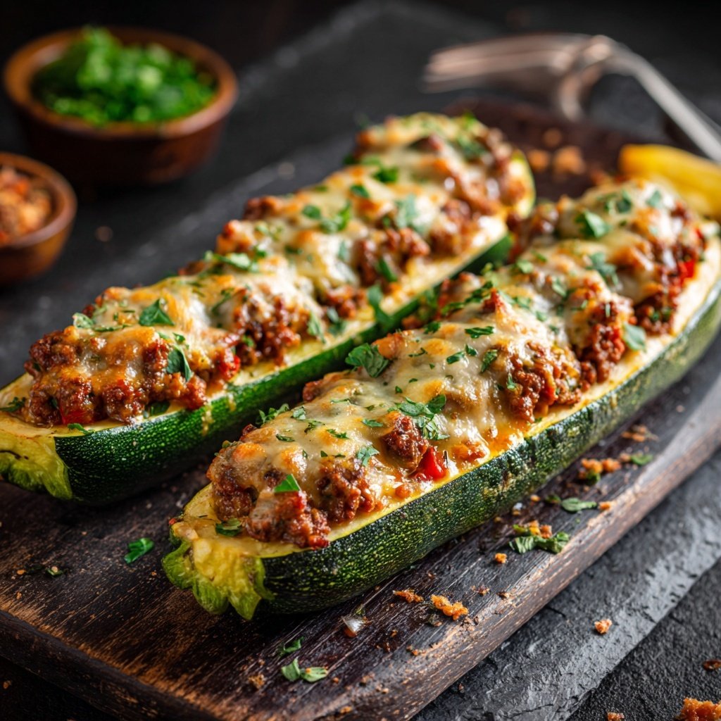 Gefüllte Zucchini mit Hackfleisch