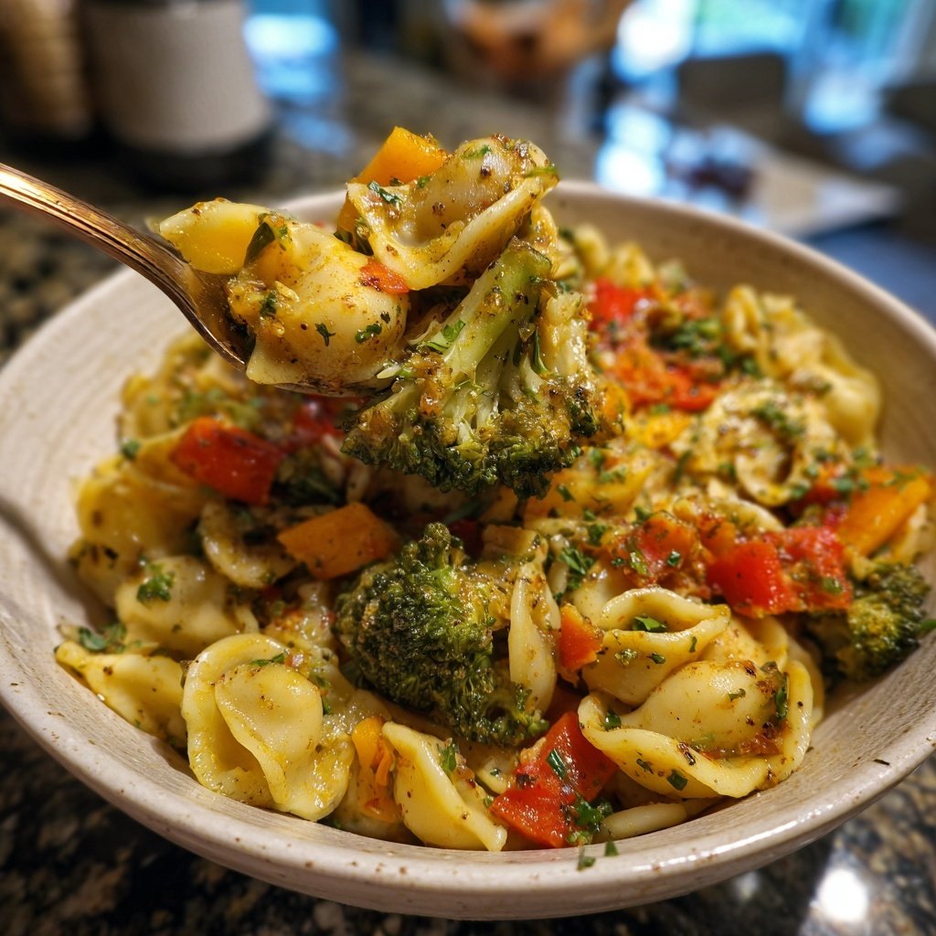 Mittagessen mit Nudeln und Gemüse